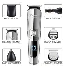 Kemei 6-In-1 Electric Shaver, Hair Clipper, Nose/Ear/Eyebrow Trimmer Set, USB Rechargeable, Waterproof Grooming Kit For Men (1 Set)