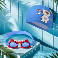 3-12 Years Old Kids Swimming Goggles Set, Includes Swimming Cap, Anti-Fog Anti-Leak Wide Frame Goggles, Professional Training Equipment Suitable For Pool, Beach, Water Park, Holiday Gift
