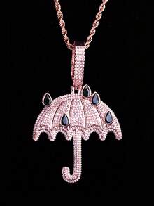 DUBSS 1 Piece Iced Out Umbralla Necklace Pendant For Men 5A Cubic Zirconia Gold Plated Hip Hop Jewelry - Umbrella - View 14