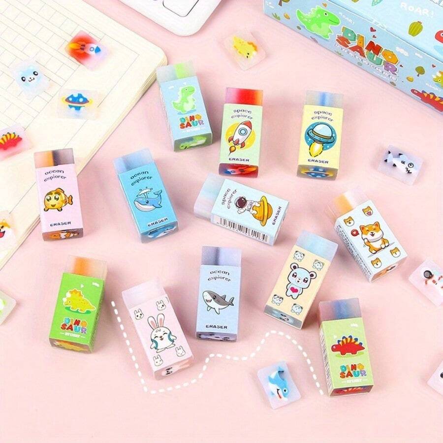 5/10/15pcs Random Creative Cartoon Erasers, Easy To Clean And Not Easy To Tear, Soft And Durable, Not Easy To Break, Paintable Erasers, Cute Sandwich-Shaped Stationery Suitable For Art Students