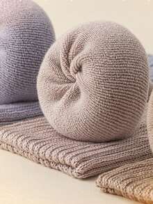 6 Pairs Women's Solid Color Socks, Casual & Versatile, Thick & Warm For Autumn/Winter, Over The Calf School Style, Cozy Socks - Multicolor - View 12