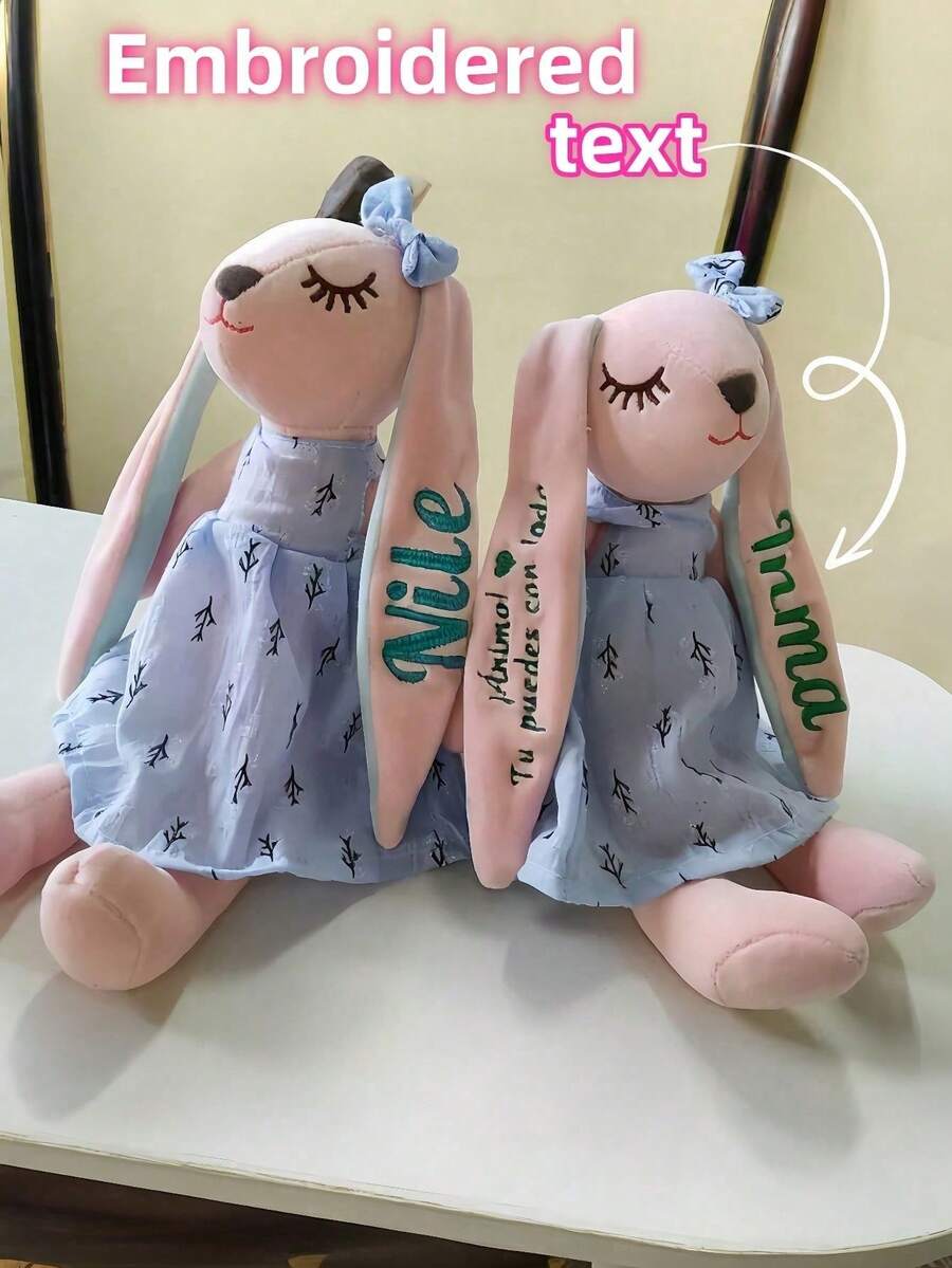 1 Peça Boneca de Pelúcia de Coelho Bordada Personalizada, Personalizada com seu Nome e Design Fofo de Coelho, Animal de Pelúcia de Coelho Bordado, Presente de Natal, Halloween, Ano Novo, Proteção do Zodíaco, Presente para Mãe Nova, Dia dos Namorados, Presente para Namorada, Presente de Aniversário, Presente de Aniversário
