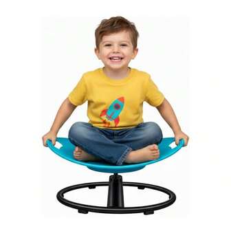 Spinning Chair Autistic - Sensory Swivel Chair With Safety Handle, Non - Slip Base, With ADHD Blue