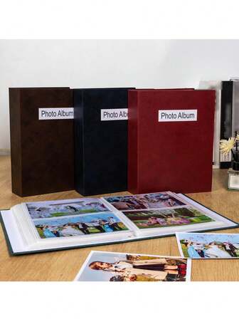 1pc Faux Leather 6-Inch 200-Sheet Photo Album, Card Collecting Album