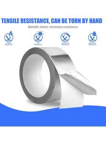 1pc Tear-Resistant Aluminum Foil Tape,Extra Strong Waterproof Duct Tape - Versatile Silver Grey AdhesiveHigh-Temp Flame Retardant, Oil/Waterproof & Moisture-Resistant Self-Adhesive Insulation Tape For Stovetop & Kitchen Countertops - Durable Seam Sealing Repair Tape, Stove Top Protectors,Kitchen, Bathroom Shower And Toilet Edge Trimming Kit. - Multicolor - View 6