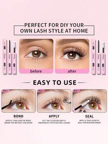 ISEEN 1pc 5ml Lash Adhesive And 5ml Sealer, Strong Lash Glue, 2-In-1 Lash Adhesive And Sealer, Waterproof Long-Lasting, All-Day Wear, Suitable For Daytime Lash Extensions - Black - View 3