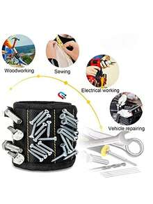 磁性腕带工具收纳器 - 黑/红腕带，内置9颗强力磁铁，完美收纳螺丝、钉子、钻头 | DIY爱好者的理想之选，父亲节礼物，DIY工具收纳器 | 耐用面料，强力磁性腕带工具收纳器，适合露营，成人圣诞礼物 - 彩色 - 查看 6