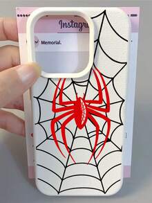 Personality Red Spider Pattern Compatible With Apple Phone 13/15/11/14/17/12/16/ProMax/Pro/Plus/Xs Max/XS/X,Antiskid Silicone Soft Case Four Corner Anti Fall Phone - 白色 - 查看 4