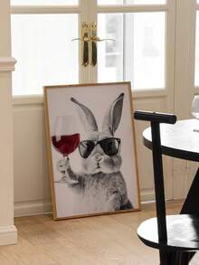 1 tranh in canvas hình thỏ Cheers Bunny hiện đại tối giản - Trang trí tường không khung cho phòng khách, phòng ngủ, văn phòng, hành lang, nhà bếp - Nhiều màu - Xem 3