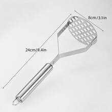 1 pieza Prensa de patatas de doble capa de acero inoxidable, machacador de alimentos, prensa de patatas hecha a mano, herramienta de cocina apta para lavavajillas - Multicolor - Ver 15