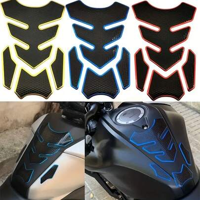Protector de tanque de motocicleta 3D y cubierta de moda - Adecuado para motocicletas todo terreno, motocicletas crucero - Pegatina de tanque de goma resistente a los arañazos, disponible en fluorescente/rojo/negro/varios colores - Fácil de aplicar/quitar, sin dejar residuos - Compatible con pegatinas de alta calidad