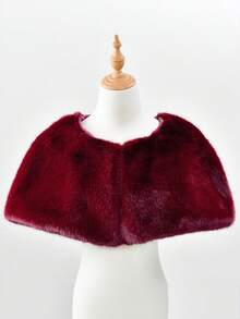 1pc Women's Autumn/Winter New Thick Faux Rabbit Fur Versatile Wedding Dress Shawl Cheongsam Evening Gown Outerwear Decorative Short Snap-Button Cape - Multicolor - View 10