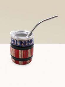 1pc,3ozbeer Barrel, 3D Mini Wine Glass, Inner Liner 304, Outer Shell 201 Stainless Steel, With Lid And Straw. Portable Party Drinking Set For Office, Home, Beverage, Coffee Cup. Ideal Gift For Outdoor Camping, Birthday, Christmas. - Multicolor - View 11