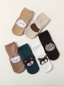 6 pares de calcetines antideslizantes con estampado de dibujos animales para bebés y niños, para primavera y otoño, para niños y niñas