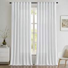 White Privacy Sheer Curtains 84 Inch, Light Filtering 2 Panels Set - White - View 6
