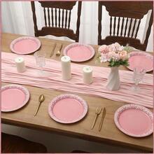 10pcs/20pcs/40pcs 9-Inch Pink Mexican Paper Plates, Birthday Party Tableware Decor, Mexican Terracotta Flower Plates, Ceramic Plates For Birthday Wedding Party - Pink - View 7