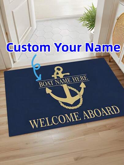 1 Peça Capacho de Boas-Vindas Antiderrapante Personalizado - Tapete com Nome da Família Personalizado, Adequado para Sala de Estar, Quarto, Banheiro - Macio, Durável, Lavável - Ótimo para Decoração de Casa e Presente de Inauguração