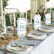30 Set Scalloped Wedding Table Number Cards 1-30 Watercolor Blue Table Numbers Double Sided With Gold Holders For Wedding Reception Anniversary Party Event - 1 - 查看 5