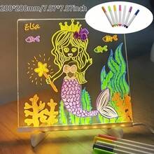 Luz LED - tablero de dibujo con stand, tablero de mensajes, con pincel de 6 colores, plug - in USB para usar, diseño de escenas simples y románticas, adecuado para la decoración diaria de oficinas / salas de estar / dormitorios y uso doméstico o regalos de Navidad / año nuevo - Multicolor - Ver 8