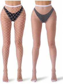 1Pair/2Pairs/4Pairs Fishnet Stockings For Women Plus Size One Size Fit All Fashion Fishnet Tights