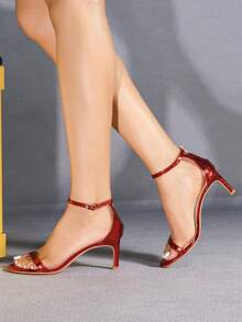 Giày cao gót mũi vuông màu đỏ dành cho nữ, thời trang, gợi cảm và thanh lịch - Đỏ - Xem 5
