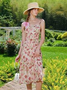 Summer Vacation Ditsy Floral Camisole Dress - Pink - View 1