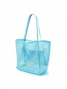 Bolso de malla de nailon para viajes a la playa, bolso de mano y de hombro casual, plegable para mujeres, adecuado para la playa, picnics y vacaciones, disponible en varios colores