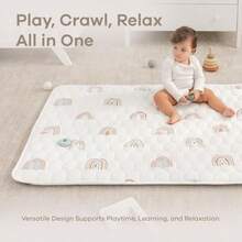 - Tapete de juego para niños, redondo de 122 cm a más de 0 meses, tapete mediano suave con parte inferior antideslizante, superficie acolchada de felpa para jugar a los niños, tiempo de(Rainbow Rectangle - 91.5 cm x 152.5 cm) - Multicolor - Ver 4
