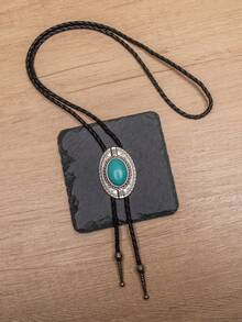 1pc Western Style Turquoise Bolo Tie, Unique Casual Long Necklace Accessory - Multicolor - View 21