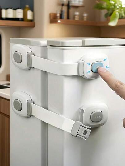 抽屉锁、安全锁、防护抽屉锁、防夹多功能锁、抽屉式马桶锁、橱柜门锁（用于防护）、单杆按钮操作、免钻孔安装、多功能防夹门锁、冰箱门锁。