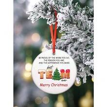 1pc "Be Proud Of The Work You Do, Best Team Ever, Merry "Round Acrylic Home Decorations Tree Hanging Ornament, Window, Fireplace, Garden Hanging Decoration, Great Gift For Colleagues, Winter Decoration Christmas Decorations Room Decor Christmas