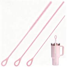 Silicone Straw Cleaner Brush, Reusable Straw Brush Extra Long For Cleaning Glass Metal Smoothie Straws And Straw Cups, Non-Slip Handle Soft And Bendable,