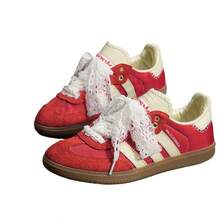 2PcsKorean Lace Bowknot Lace-Up Shoes With Elastic Lace Shoelaces In Black And White - White - View 6