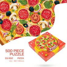 1pc 500-Piece Paper Pizza Puzzle, White Cardboard Material, Handmade Jigsaw Puzzle, Stress Relief Toy, Educational Gift, Best Gift For Birthday, Holiday, Perfect Gift Series