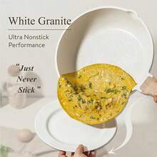 Ceramic Nonstick Cookware Set, Healthy Kitchenware, Frying Pan Set, Kitchen Cooking Set, With Heat-Resistant Handles, Ceramic Nonstick Casserole (With Lid), Frying Pan, Soup Pot, Skillet, Nonstick Pots And Pans With White Granite Coating, PFOS/PFAS Free