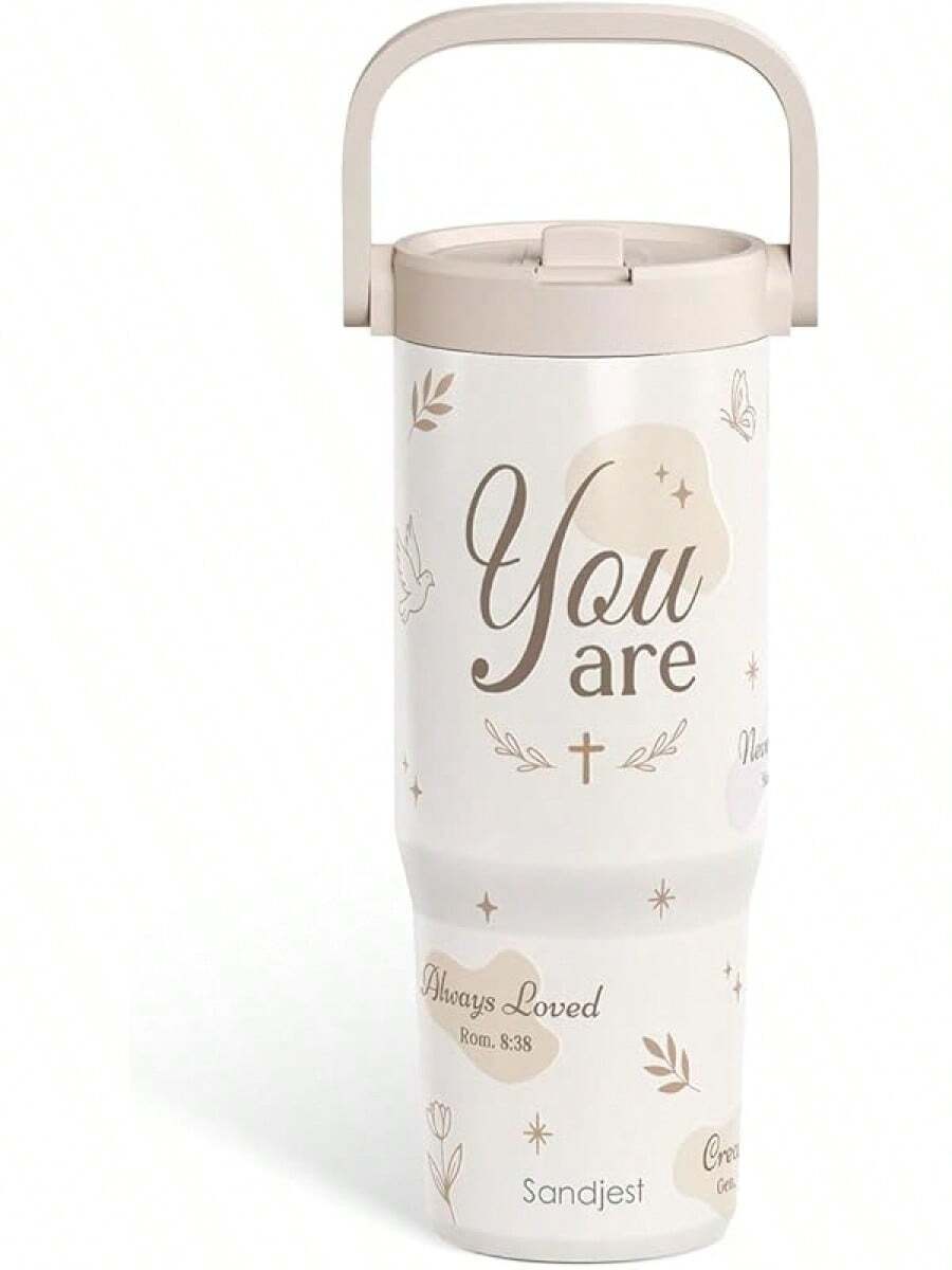 Pink Bow Stainless Steel Straw Lid Tumbler 30oz With Carry Handle For Women Girls, Insulated Travel Coffee Cup, Gift For Sports Outdoor Workout Christmas Birthday - 基督教 2 - 查看 1