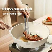 Non-Stick Ceramic Cookware Set, Healthy Pot And Pan Set, Including Soup Pot, Frying Pan And Pan Set, Kitchen Cooking Set, White Granite Coating, Suitable For Stir-Frying And Cooking, Essential Kitchen Utensils For Induction Cooktop - View 5