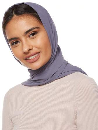 1件装女士珍珠雪纺头巾，纯色女士围巾。时尚优雅的阿巴雅长袍，适合日常通勤和休闲场合。