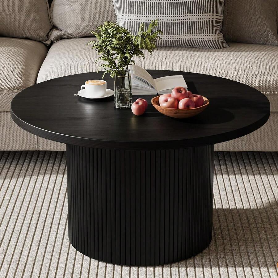 BVFUKA Round Coffee Table With Storage, 35