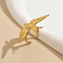 夸张奢华风格夸张鸟类不锈钢戒指，女士款 - 金黃色 - 查看 8