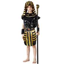 Children's Egyptian Pharaoh COS Costume Halloween Pyramid Theme Dress Up Gold Headdress Costume Children's Festival Performance Costume