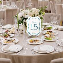 30 Set Scalloped Wedding Table Number Cards 1-30 Watercolor Blue Table Numbers Double Sided With Gold Holders For Wedding Reception Anniversary Party Event - 1 - 查看 4