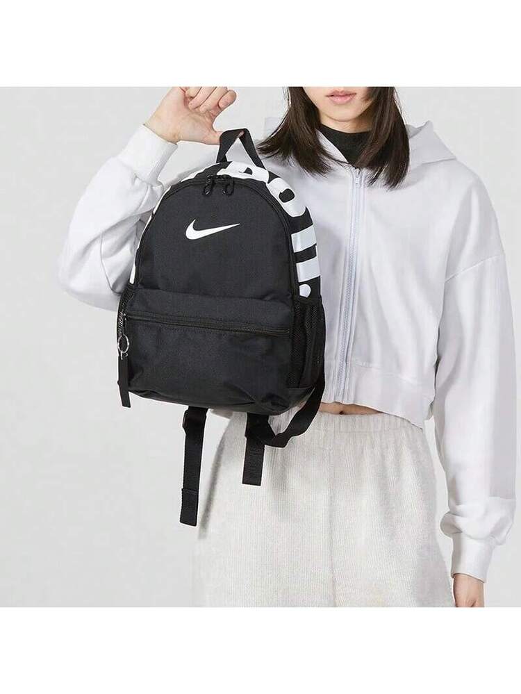 Nike Brasilia JDl Series Mini Backpack With Side Logo And Letter Print  Design, Fabric Zipper Closure, Casual Sports Backpack, Black DR6091-010 |  SHEIN USA