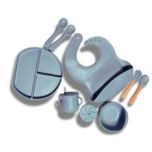 Baby Feeding Set, Suction Plate, Bowl, Bib, Spoon/Fork Set, Wooden Utensils, Sippy Cup With Snack Lid