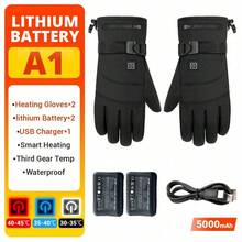 1 par de guantes de esquí con calefacción, guantes de moto de invierno cálidos, guantes de esquí y moto impermeables con calefacción, guantes de moto con pantalla táctil con batería, accesorios de protección para ciclismo de carreras, esenciales para conducir, regalo para hombres y mujeres - Multicolor - Ver 8