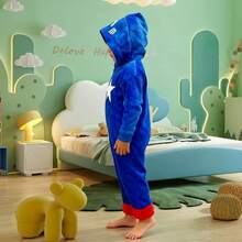 Pijama Niño Monos Fleece Azul Estrella Cartoon, Disfraz Halloween Navidad, Ropa Casa Invierno Caliente Regalo (3-12 Años) - Azul - Ver 4