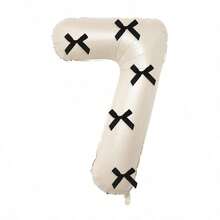 1set 40-Inch White Black Bow-Adorned Number Balloon Decorations, Pink 0-9 Number Aluminum Balloon Decorations, Suitable For Birthdays, Parties, Valentine's Day, Anniversaries, Weddings, Background Room Decorations, Bow-Adorned Numbers, And New Year Decorations. - Milky White and Black - View 20