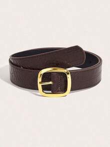1/3pcs Buckle Waist Belt - Minimalist American Retro Decorative Skirt Suit Belt, Marble Texture Personalized Leather Belt - Subculture Black Pant Belt, Burgundy Casual Belt Suitable For Daily & School Wear - Multicolor - View 12