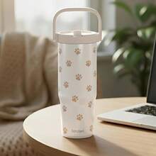 Pink Bow Stainless Steel Straw Lid Tumbler 30oz With Carry Handle For Women Girls, Insulated Travel Coffee Cup, Gift For Sports Outdoor Workout Christmas Birthday - 爪印 - 查看 7