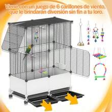 OCEBEEC Jaulas Grandes para Pájaros Metal Jaula De Pájaros Móvil Jaula De Loro Aves Jaula De Canarios Juego de 6 carillones de Viento - como en la foto - Ver 4